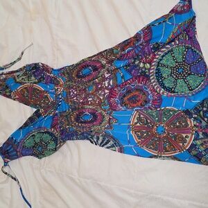 Multicolor Sleeveless V-Neck Dress